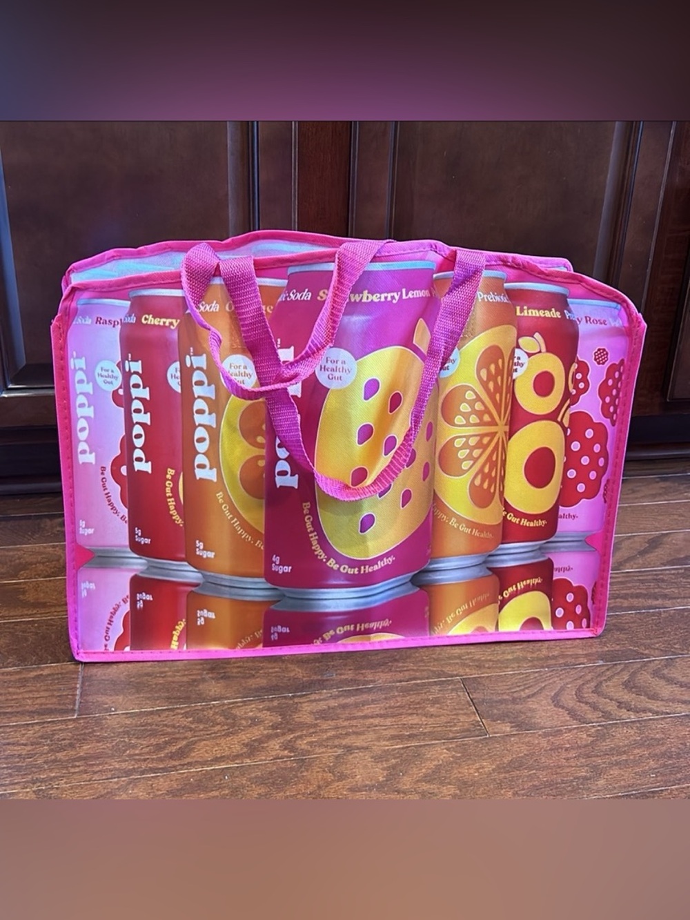 Poppi Prebiotic Soda Large Reusable Tote Gift Grocery Bag Swag New Without Tags